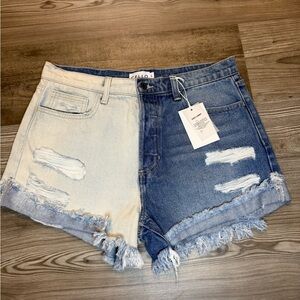 Cello High-Rise Two Toned Jean Short NWT